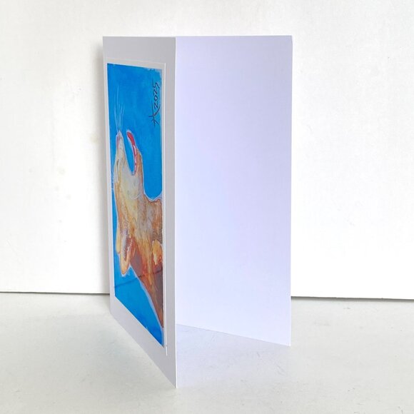 Tired Cat Painting Art Print 5x7in Blank Greeting Card and Envelope All Occasion - Picture 2 of 4